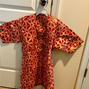 Tie & Dye Boys African Cloth Embroidery Shirt & Pant Set Multicolor Size Medium